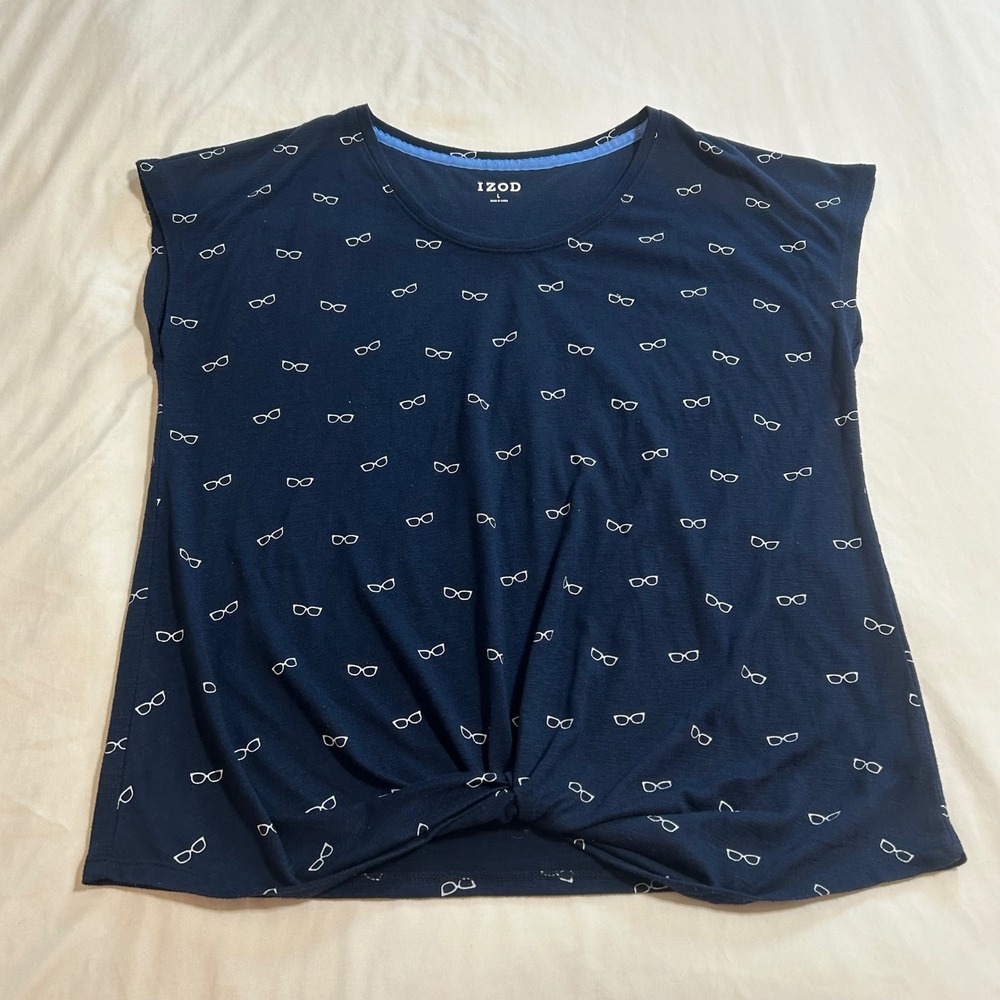 IZOD Womens Navy Blue Eyeglasses‎ Print Twist Front Top Large 1503776